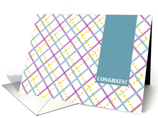 Congrats! Baby Shower - Pink, Blue and Gold Plaid card (893441)