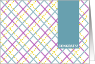 Congrats! Baby Shower - Pink, Blue and Gold Plaid card