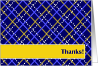 Thanks! Birthday Gift - Blue and Gold Plaid card