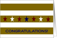 Red, White & Blue Stars and Gold Stripes Congratulations - Blank Card