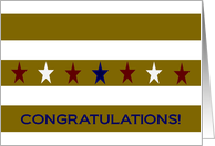 Stars and Gold Stripes Congratulations - Military Promotion card