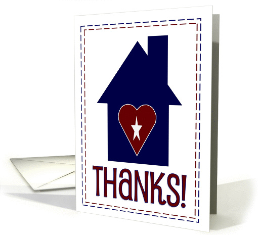 Patriotic Colors Heartfilled House - Thank You Blank card (908949)