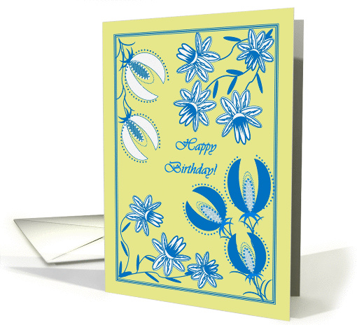 Jacobean Floral Design - Happy Birthday Wonderful Friend card (916668)