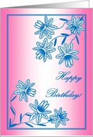 Jacobean Floral Design - Happy Birthday Wonderful Mom/Mother card