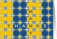 Many Thanks! Blue & Gold Geometric Design card