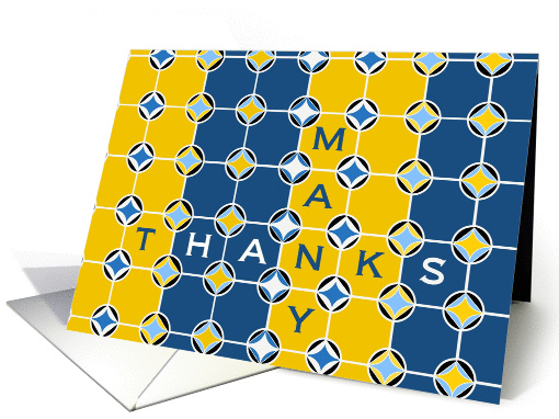 Many Thanks for Math Teacher! Blue & Gold Geometric Design card