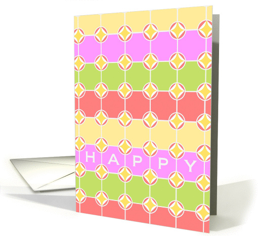 Happy Easter and Happy Birthday! Pastel Geometric Design card (920825)