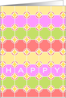Happy Easter and Happy Birthday! Pastel Geometric Design card