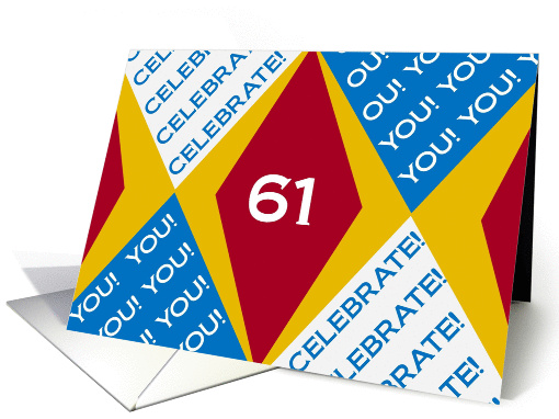 We Celebrate You at 61! - Harlequin Happy Birthday from a Group! card