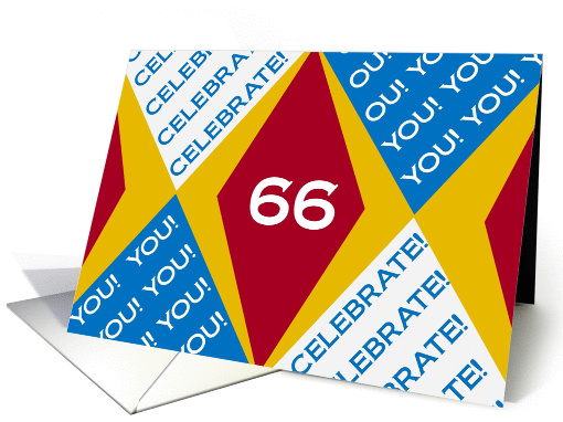 I Celebrate You at 66! - Harlequin Happy Birthday! card (921991)