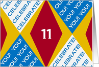 I Celebrate You at 11 - Harlequin Happy Birthday! card