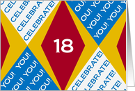 I Celebrate You at 18 - Harlequin Happy Birthday! card