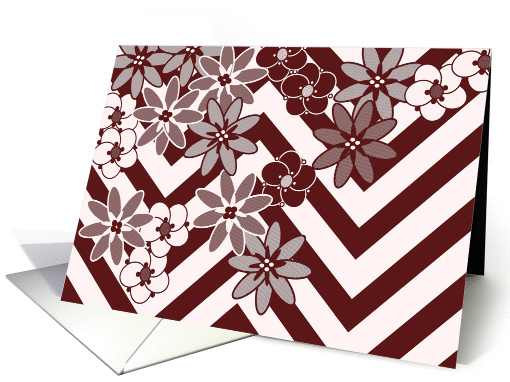 Brown Flowers and Chevron - Blank card (925656)