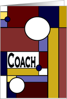 Coach, Happy Birthday - Colorful Stained Glass Look card