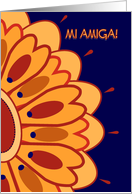 Cheery Get Well Wishes for Friend/ Mi Amiga - Talavera Like Flower card