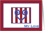 My Love - True Blue Heart - Military Separation Encouragement card