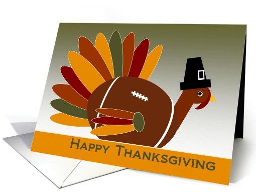 Happy Thanksgiving from All of Us, Pilgrim Football Turkey card
