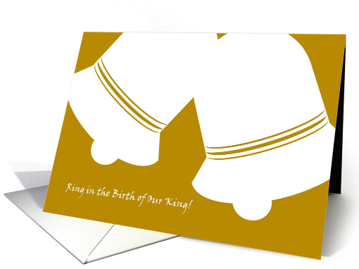 Christmas Bells Ring  - For Pastor, White Bells on Gold card (961323)