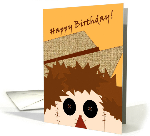 Happy October Birthday, Sweet Faced Scarecrow card (964007)