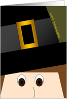 Happy Thanksgiving from All of Us - Pilgrim with Surprised Eyes card