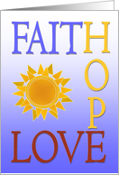 Welcome to Our Congregation - Faith, Hope & Love - Sun card