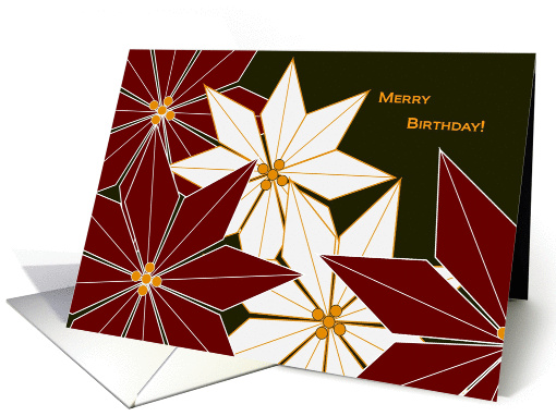 Merry Birthday! - Christmas - Happy Poinsettias card (996729)