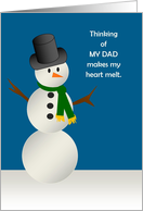 Snowman with Melty Heart - Missing You Military Deployed Dad card