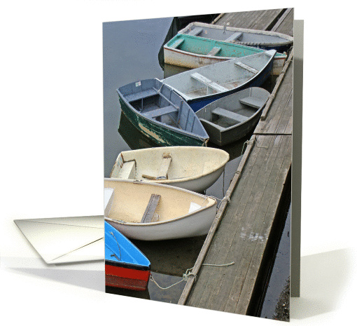 Old Friends - Docked Boats in Harbor - Seacoast Note card (775745)
