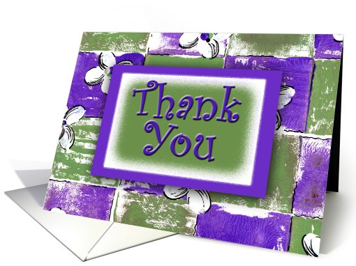 Thank You - Kindness means so much - Purple & Green Patchwork card
