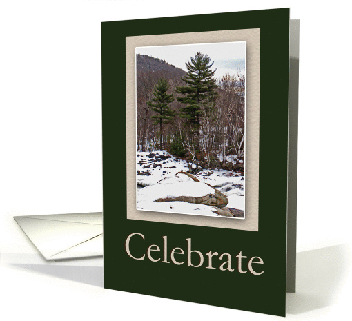 Happy Winter Solstice - Evergreen Tree near River's Edge card (832099)