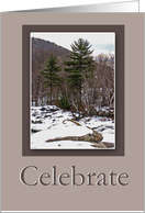 Happy Winter Solstice - Evergreen Tree near River’s Edge card