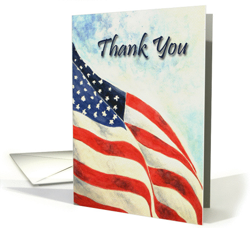 Thank You military Service, American Flag Watercolor card (863932)