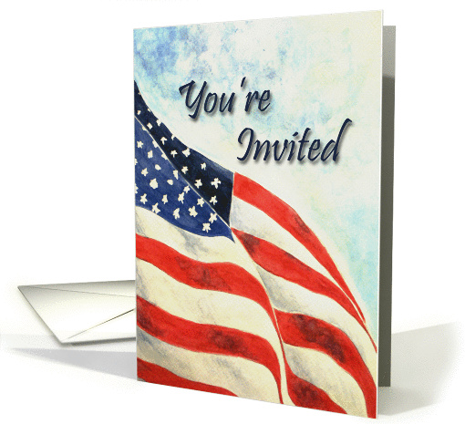July 4th BBQ Invitation - American Flag card (863940)