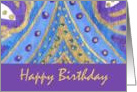 New Age Namaste Happy Birthday Artwork Blue Diamond Lotus card