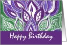 New Age Namaste Happy Birthday Artwork Sea Flowers card