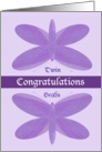 Twin Girl Grads Congratulations Purple Butterflies card