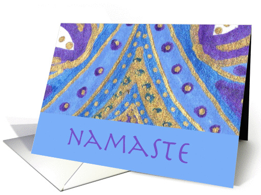 Namaste New Age Hello Artwork Blue Diamond Lotus card (1077280)