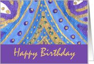 New Age Namaste Happy Birthday Artwork Blue Diamond Lotus card