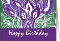 New Age Namaste Happy Birthday Artwork Sea Flowers card