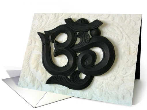 OM wooden carving Happy Birthday card (789400)