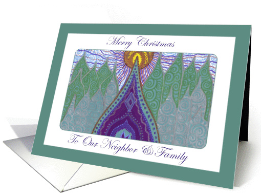 Merry Christmas Neighbor & Family Whimsical Evergreens card (884309)