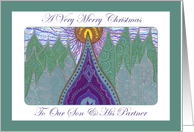 Merry Christmas Son & Partner Whimsical Evergreens card