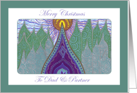 Merry Christmas Dad & Partner Whimsical Evergreens card