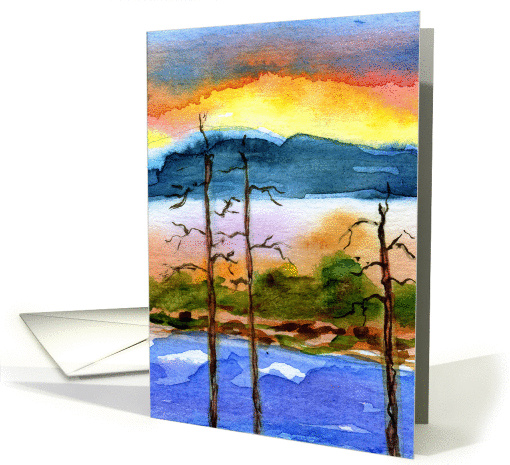 Mountains Through The Trees - Blank Note card (1003097)
