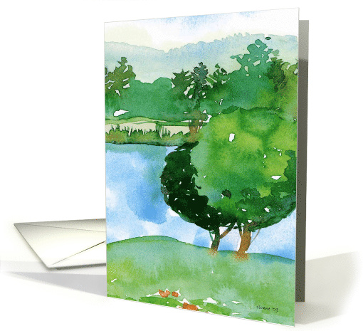 watercolor landscape blank note card (771515)