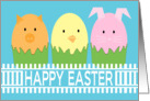 Happy Easter eggs decorated as cute animals card