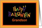 Colorful Happy Halloween Grandson card