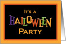 Colorful Halloween Party Invitation with cute pumpkin peeking out card