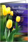 Yellow tulips wish a Niece Happy Birthday card