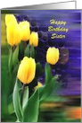 Yellow tulips wish a Happy Birthday to customize relationship card